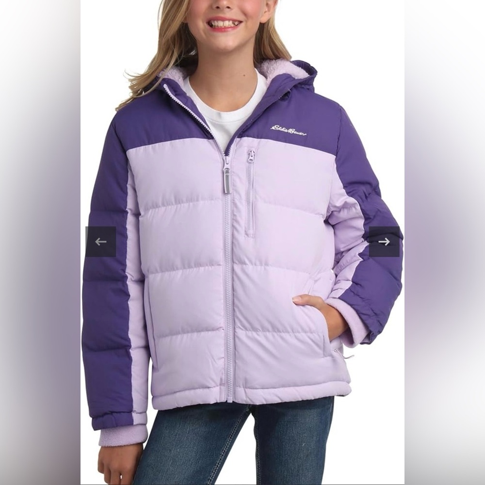 Eddie Bauer Kids Classic Down Puffer Jacket Pastel Lilac Medium Outerwear NEW